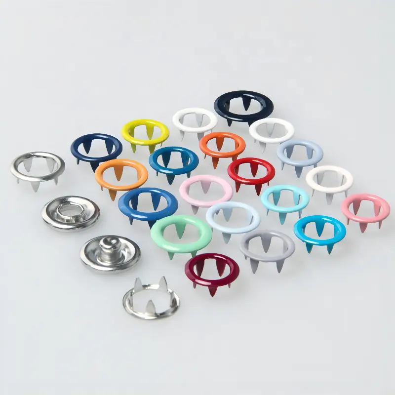 Fashion design custom logo prong ring snap fastener button for children coat