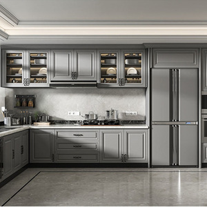 Armoires de cuisine sur mesure, finition laquée blanche avec porte en verre LED, vente en gros d'ameublement de cuisine en usine - Product Image 3