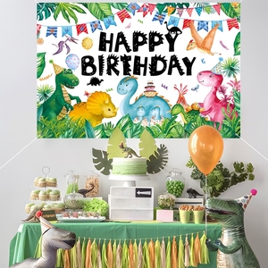 1 * 1,5 m Dinosaurier-Hintergrund Geburtstag Dekoration Fotografie Glückwunsch-Geburtstag Hintergrund Stand-Requisiten für Partyzubehör - Product Image 5