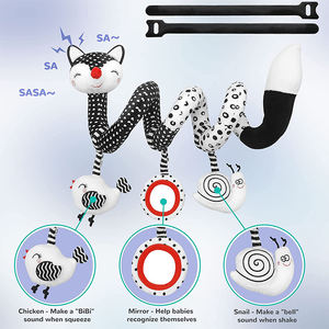 Fabbrica di vendita calda nero bianco passeggino giocattolo <span class=keywords><strong>Stretch</strong></span> e spirale attività seggiolino auto giocattoli bambino morbido anello sonaglio spirale peluche - Product Image 2