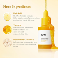 Sérum OEM éclaircissant, hydratant, raffermissant, liftant et réparateur de barrière cutanée à l'acide kojique, au curcuma, à l'acide hyaluronique, au niacinamide et à la vitamine E, 30 ml