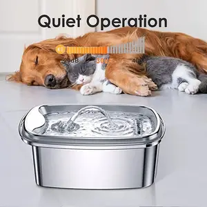 Kedi su çeşmesi 2L paslanmaz çelik Pet dağıtıcı otomatik Pet çeşme kediler köpekler için sessiz pompa ayarlanabilir su akış ile