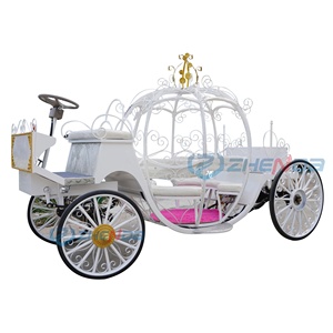 Chariot de Mariage Style Citrouille Blanc à 4 Roues pour Centre de Table – Prix de Gros - Product Image 1