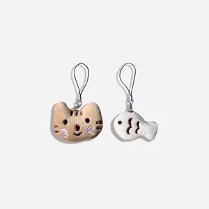 Plush Cartoon Keychain <b>Cat</b> Fish Rabbit Carrot Dolls Plush Toys Kids Cute Fluffy Animal Schoolbag Pendant - Product Image 1