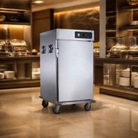Chariot chauffe-plats électrique en acier inoxydable grande capacité avec roues
