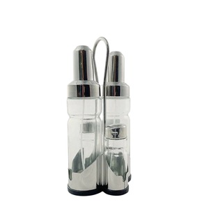 Juego de recipientes de vidrio y acero para sal/pimienta/aceite/vinagre - Product Image 1