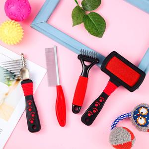 Set di 4 pezzi pettine in acciaio <span class=keywords><strong>per</strong></span> animali domestici <span class=keywords><strong>per</strong></span> la toelettatura di cani e gatti <span class=keywords><strong>spazzola</strong></span> <span class=keywords><strong>per</strong></span> barboncini e rastrello <span class=keywords><strong>per</strong></span> la pulizia - Product Image 5