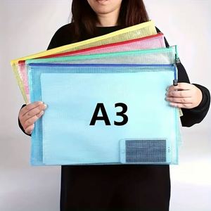 Office Colorful Mesh Document Bag Waterproof Transparent Zipper <b>File</b> Pouch Student School Stationery Organizer - Product Image 3