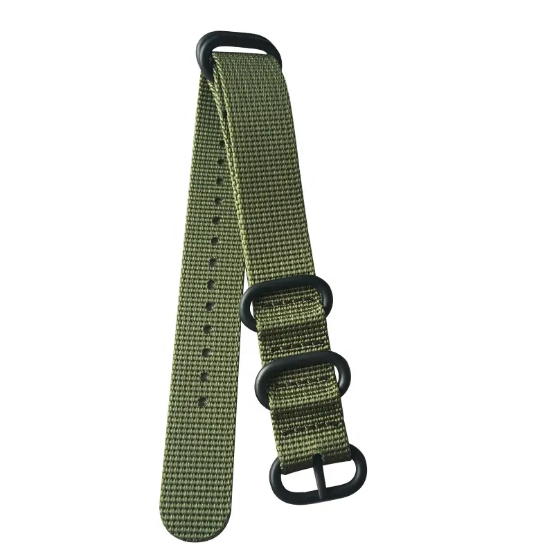High-quality custom 16 18 20 22 24 26mm army green durable woven nylon zulu watch strap band manufacture wholesale