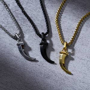Collier Pendentif Vintage Punk Viking <span class=keywords><strong>en</strong></span> Acier Inoxydable avec Dents et Griffes, Bijou Tendance pour Hommes, Vente <span class=keywords><strong>en</strong></span> Gros Fabricant - Product Image 1