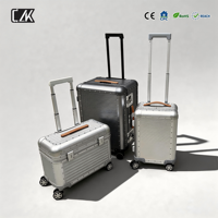 Ensemble de bagages en aluminium de qualité aérospatiale avec serrure papillon et poignée en cuir microfibre 360 °   Valise à roulettes silencieuses certifiée TSA