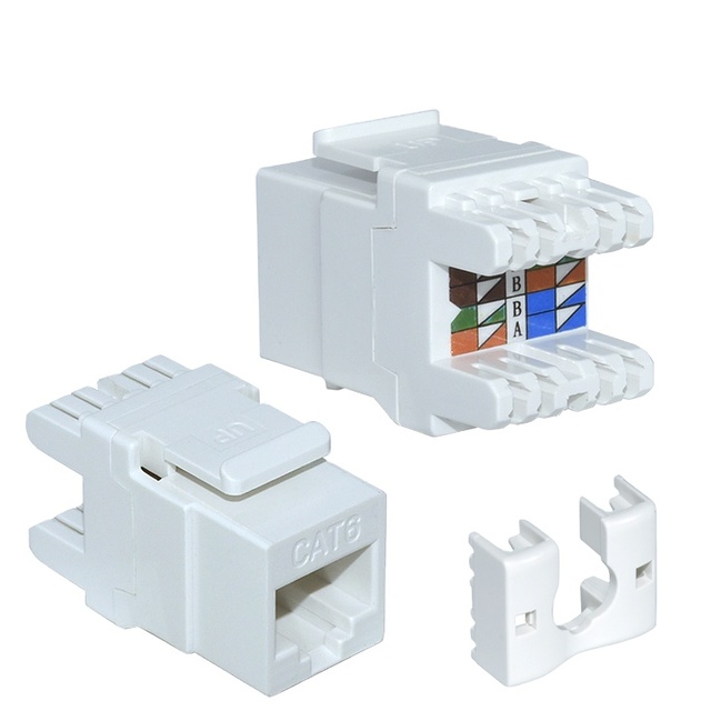 Chinese NEPCI UTP CAT3/CAT5E/CAT6 RJ45 Keystone Jack Dual IDC Modular Jack Unshielded PC 180 Degree TIA/EIA CE RoHS Certified