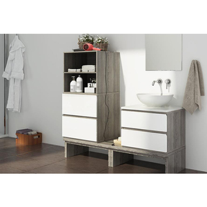 Mueble <span class=keywords><strong>de</strong></span> <span class=keywords><strong>Baño</strong></span> Independiente Laminado Gris, Mueble <span class=keywords><strong>de</strong></span> <span class=keywords><strong>Baño</strong></span> Personalizado OEM, Lavabo Individual con Encimera <span class=keywords><strong>para</strong></span> el Hogar - Product Image 1