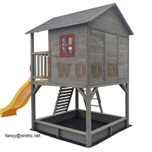 Maison de jeux en bois de sapin noir et rouge, 5 pièces, boîte à <span class=keywords><strong>sable</strong></span> coulissante, échelle d'escalade - Product Image 4