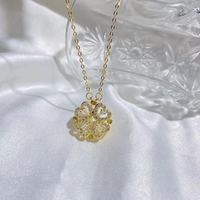 Collier pendentif fleur en zircon cœur, collier connecté trèfle à quatre feuilles, bijoux fins pour femmes, best-seller