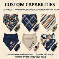 Personalisiertes Hundekotbeutel-Spender-Zubehör-Set mit individuell besticktem Logo, luxuriösem Haustier-Bandana und Kotbeutelhalter-Geschenkset