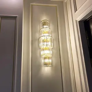 Design Multi strato lampadario di cristallo Villa interna decorazione moderna K9 lampada da parete di cristallo oro 2023 di alta qualità di lusso nordico