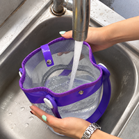 Seau de pêche souple en PVC avec logo personnalisé et poignées de transport, pour le stockage d'appâts vivants et de poissons, idéal pour la pêche en rivière et en ruisseau