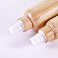 Set Botol Losion Bambu Ramah Lingkungan, Toples Krim Bambu Penuh