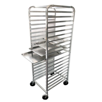 Chariot de boulangerie mobile professionnel en acier inoxydable à 20 niveaux, à quatre roues, robuste, à chargement par l'extrémité, pour plateaux de cuisson/plaques de cuisson