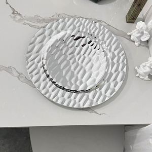 European-style Electroplated Silver Plastic Charger <b>Plate</b> for Weddings - Product Image 3