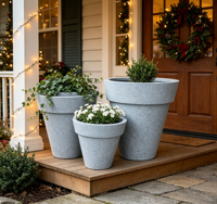 Pot de fleurs rond en matériau Fiberstone Clay pour la maison et le jardin