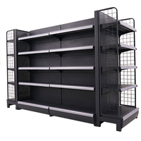 Prix d'usine, étagère de présentation de supermarché à double face, série de panneaux à lattes métalliques robustes, revêtement en poudre époxy pour les magasins