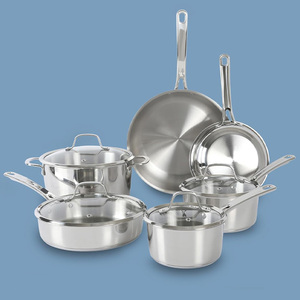 Ollas personalizadas de 10 Uds., sartenes modernas de acero inoxidable 304, juego de utensilios de cocina para cocinas de inducción, ollas y sartenes de Gas - Product Image 5