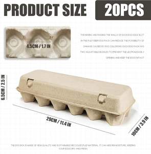 펄프 종이 계란 상자 적층 가능 생분해성 재활용 가능 대량 2x6 계란 12개입 식품용 슈퍼마켓 주방용 - Product Image 2