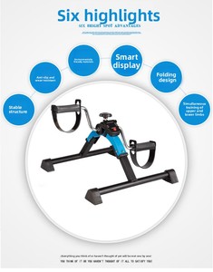 Vélo <span class=keywords><strong>d</strong></span>'exercice pliable et portable sous le bureau avec écran LCD, cadre en acier, couleur bleu/noir, <span class=keywords><strong>pour</strong></span> le bureau, la maison et l'hôpital - Product Image 5
