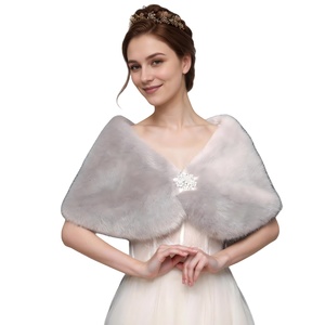 Women Faux Fur <b>Shawl</b> with Rhinestone Brooches Eleagnt <b>Shawls</b> for Bridal <b>Wedding</b> Party Bridal - Product Image 6