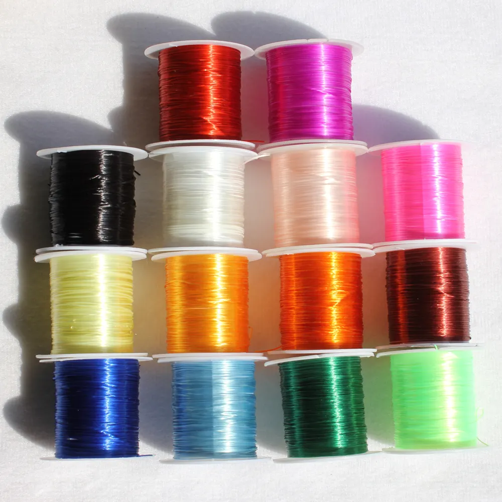 1Roll/10M 0.2ミリメートルElastic Thread Flat Round Crystal Line Nylon Rubber Stretchy Cord For Jewelry Making Beading Bracelet 14色