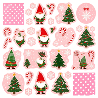 Stiker Label Natal Kustom Mewah, Label Kemasan Hadiah Pohon Natal Gnome Lucu, Segel Kemasan Grosir OEM/ODM