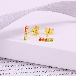 ต่างหูเงินแท้ ROXI S925 รูปทรงตัว T สไตล์พังก์ เรียบง่าย ประดับเพชรซิคอนสี - Product Image 2