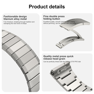 Dây đeo đồng hồ nam nữ Eraysun thoải mái, chất liệu kim loại, dành cho <span class=keywords><strong>Huawei</strong></span> Watch GT6 <span class=keywords><strong>Pro</strong></span>, hợp kim titan, họa tiết tre, dây thép. - Product Image 2