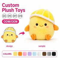 Boneka Ayam Plush Custom Grosir, Boneka Lembut Berisi Dakron dengan Topi Keras OEM/ODM untuk Hadiah Ulang Tahun Anak, Bersertifikat CE EN71 ASTM, MOQ Rendah