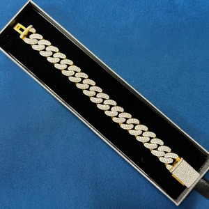 สร้อยข้อมือเพชรโมอิส925เงินสเตอร์ลิง15มม. ทำด้วยมือสร้อยข้อมือเครื่องประดับฮิปฮอปคิวบา - Product Image 5