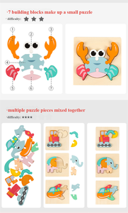 Vente en Gros Jouets Éducatifs Montessori en Bois pour Enfants et Tout-Petits, Puzzle 3D d'Animaux pour l'Apprentissage - Product Image 5