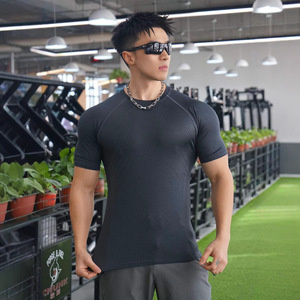 เสื้อยืดผู้ชายทรงสลิมฟิต แห้งเร็ว ระบายอากาศดี สีพื้น คอกลม สปอร์ต ออกกำลังกาย ฟิตเนส เทรนนิ่ง ท็อป เสื้อผ้ากีฬาฤดูร้อน - Product Image 1