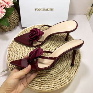 Talons Chic Slipper, chaussures sexy à fleurs roses, talons d'été pour femmes - Product Image 4