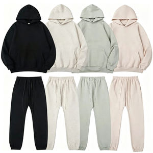 Ensemble de survêtements streetwear oversize pour hommes, 100 % coton épais, imprimé numérique, avec sweat à capuche et pantalon de jogging en molleton - Product Image 1