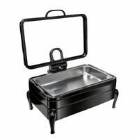 Liyunda luxe haute qualité Commercial noir titane chauffe-plat 9L Rectangle acier inoxydable chaleur chauffe-aliments Buffet poêle