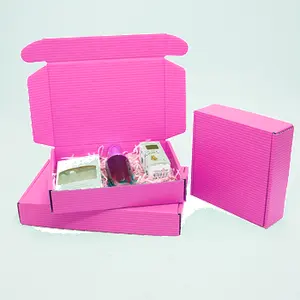 新颖设计工厂制造商瓦楞粉色盒子衣服运输鞋包装盒