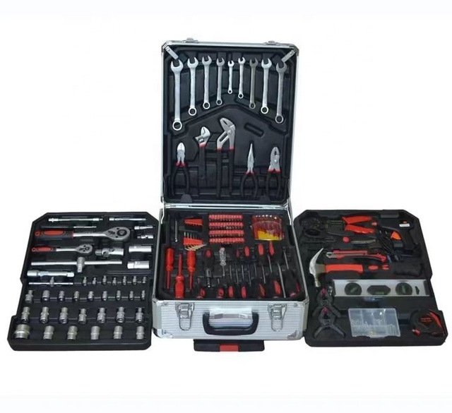 186pcs Hand Operated Carbon Steel Multifunction 4-Layer Storage OEM Auto Repair Tool Set with Combination Sockets and Hardware