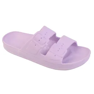 Double buckle Women Slipper Sandal Eva Summer Slides Beach Water Anti Slip Pillow plain blank Slide Slippers