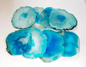 Blue Natural <b>Agate</b> <b>Coaster</b> Set Irregular Resin Stone Drink Mat Reusable Table Decor for Home Hotel Bar - Product Image 3