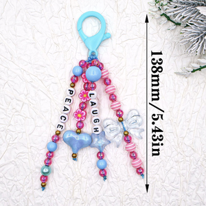 Cordino Trendy per Telefono con Perline Pastello, Catena Colorata Fai-da-Te con Cuori e Stelle, Regalo per Amici - Product Image 3
