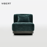 WBERT Canapé simple VIP italien moderne-Velours vert mousse associé à un fauteuil de salon de luxe en acier inoxydable
