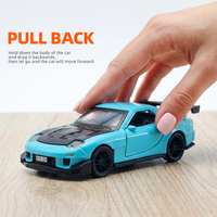 Modèle miniature à l'échelle 1:36 Initial D, voiture de course JDM en alliage RX-7 FD avec capot et portes ouvrables, fonction pull-back, jouet pour cadeau