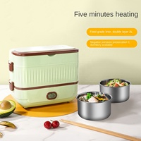Boîte à lunch électrique durable à grande capacité HUFA HF-05 verte 110V/220V, double couche en acier inoxydable chauffant, vente en gros